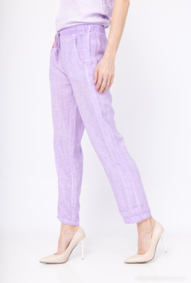 Wholesaler For Her Paris Grande Taille - Plain linen pants, elasticated waist, 2 front pockets, special wash
