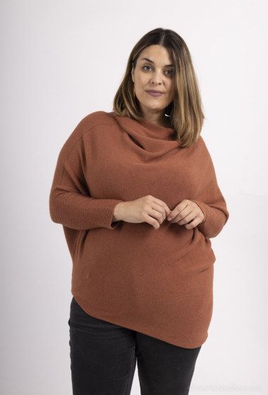 Grossiste For Her Paris Grande Taille - Poncho asymétrique oversize sans couture en maille col rond