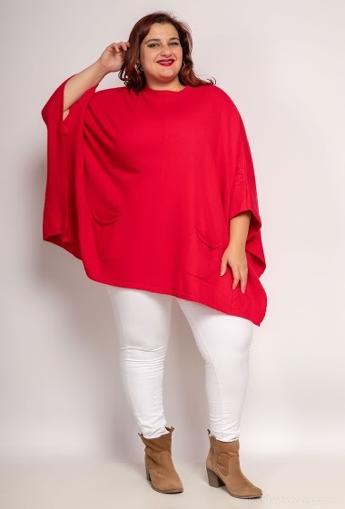 Grossistes For Her Paris Grande Taille - poncho uni en maille