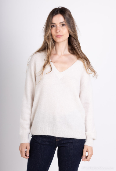Großhändler For Her Paris Grande Taille - Pullover aus Babyalpaka mit V-Ausschnitt