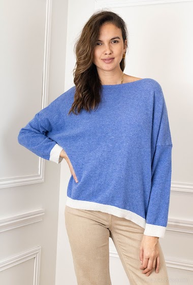Grossiste For Her Paris Grande Taille - Pull oversize bicolore en maille