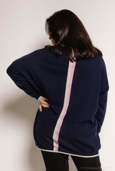 Großhändler For Her Paris Grande Taille - Einfarbiger Pullover mit Streifen