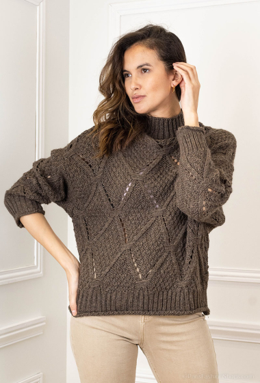 Großhändler For Her Paris Grande Taille - Unifarbener Oversize-Pullover aus Alpaga und Wolle