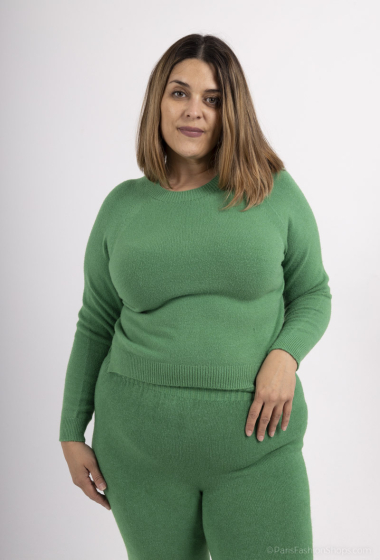 Grossiste For Her Paris Grande Taille - Pull uni sans couture col rond manches longues