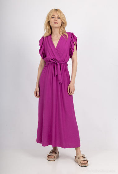 Wholesaler For Her Paris Grande Taille - long plain viscose dress, sleeveless, V-neck