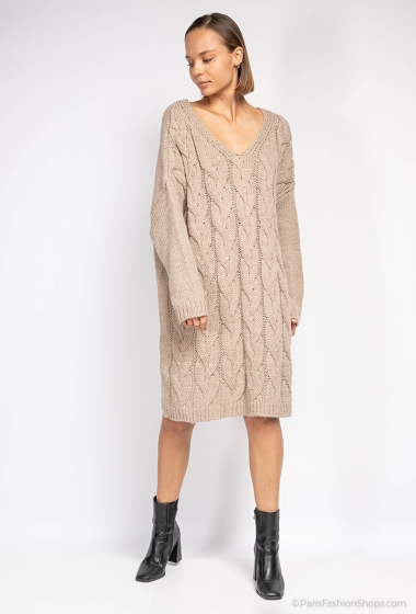 Großhändler For Her Paris Grande Taille - Oversize-Mesh-Kleid aus Alpaga und Wolle