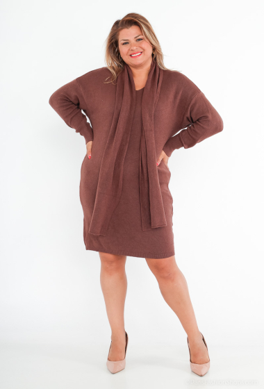 Wholesaler For Her Paris Grande Taille - Oversized plain dress and scarf