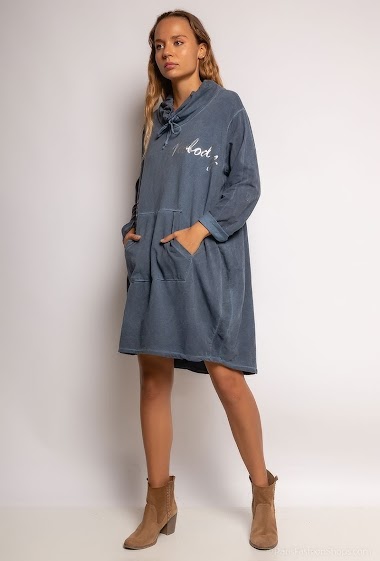 Grossiste For Her Paris Grande Taille - Robe sweat unie