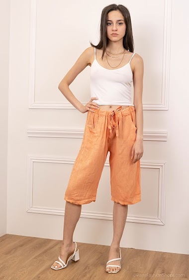 Großhändler For Her Paris Grande Taille - Uni Shorts breit in 100% Leinen