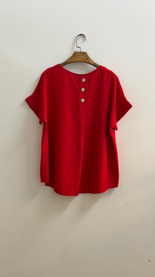 Wholesaler For Her Paris Grande Taille - Basic oversized plain top, short sleeves, buttons at the back