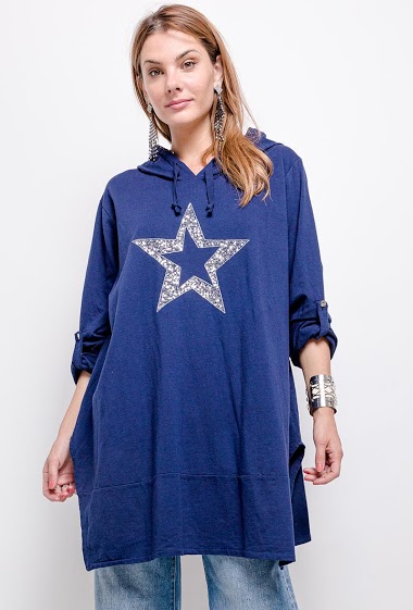 Wholesaler For Her Paris Grande Taille - oversized hooded top and embroidered star