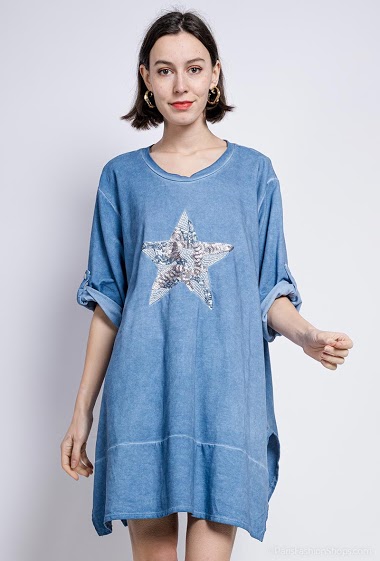 Wholesaler For Her Paris Grande Taille - oversized top with an embroidered star