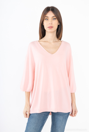 Wholesaler For Her Paris Grande Taille - Oversized seamless knit sweater V-neck 3/4 sleeves
