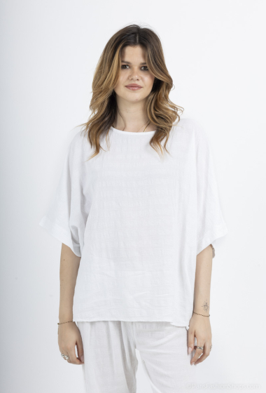 Wholesaler For Her Paris Grande Taille - Plain oversized top in 100% cotton, round neck, short sleeves