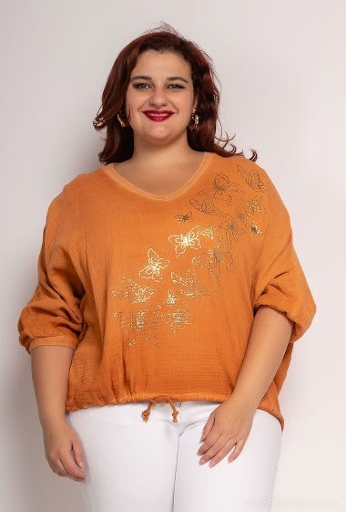 Grossiste For Her Paris Grande Taille - Top oversize uni papillons
