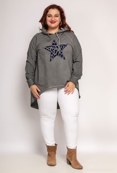 Wholesaler For Her Paris Grande Taille - Oversized hoodie top with star
