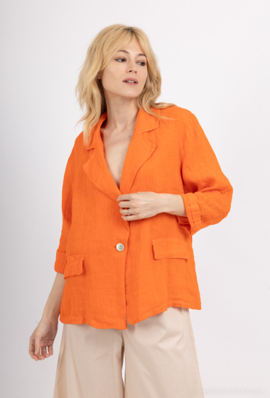 Wholesaler For Her Paris Grande Taille - Plain blazer jacket in 100% linen