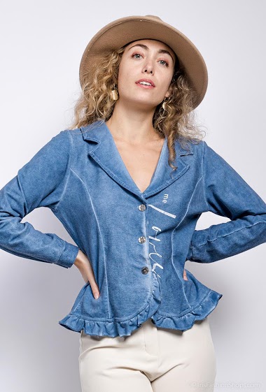 Großhändler For Her Paris Grande Taille - Jacke mit Schrift in Baumwolle