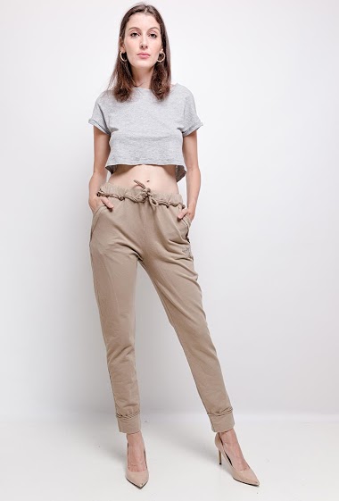 Wholesaler For Her Paris - plain elastic pants at the waist