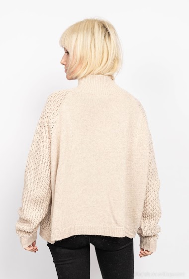 PULL OVERSIZE EN MAILLE - Beige