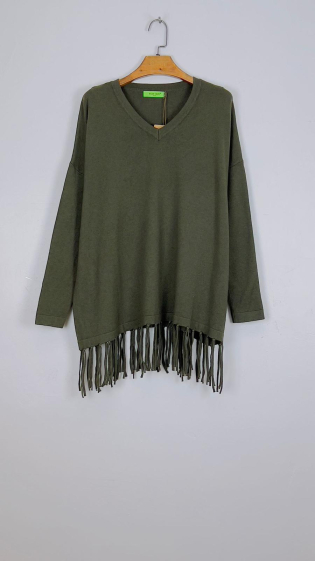 Wholesaler For Her Paris - Plain oversized sweater with fringes
