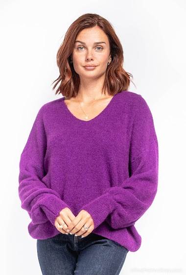 Wholesaler For Her Paris - Oversize plain baby alpaca sweater