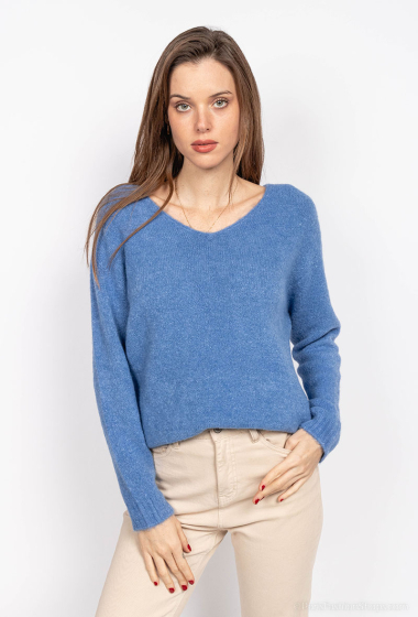 Wholesaler For Her Paris - Plain oversized V-neck sweater