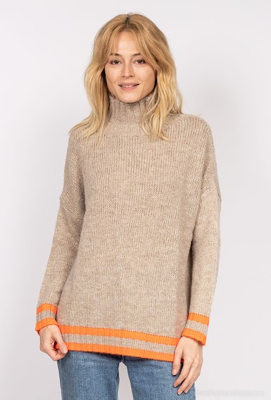 Wholesaler For Her Paris - Plain sweater with stripes