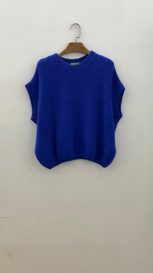 Wholesaler For Her Paris - Plain short-sleeved round-neck sweater in baby alpaca