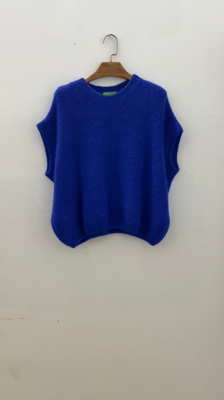 Grossiste For Her Paris - Pull uni en manches courtes col rond en baby alpaga