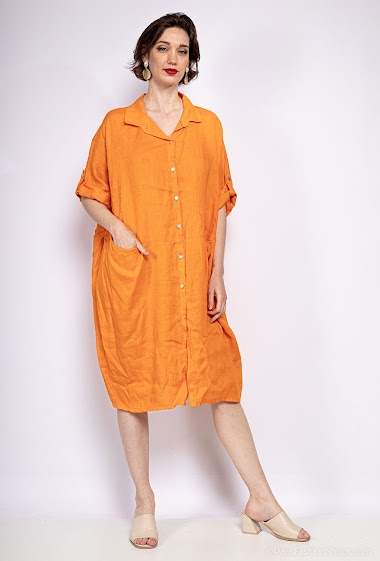 Wholesaler For Her Paris Grande Taille - dress 100% LINEN