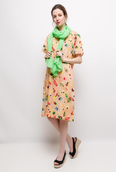 Wholesaler For Her Paris Grande Taille - Big size Printed Linen/Silk dress EMMA