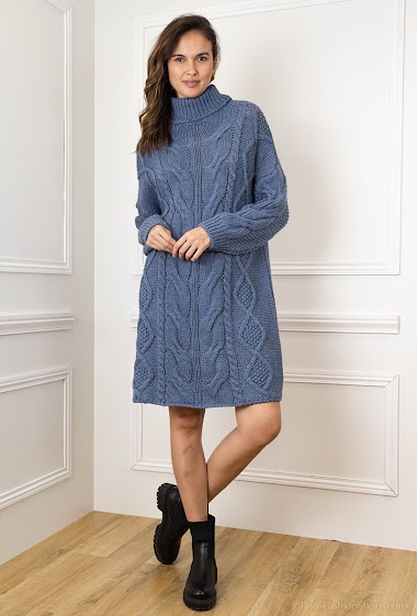 Grossiste For Her Paris - Robe maille uni oversize en alpaga et en laine