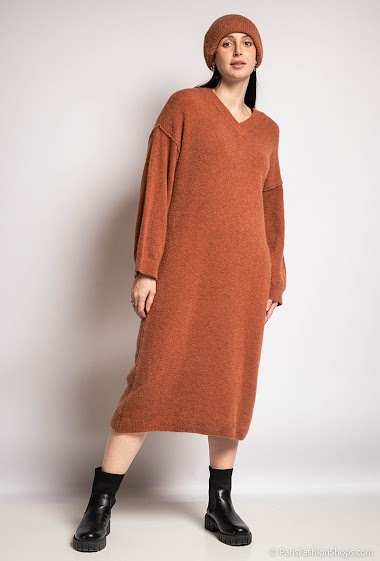 Grossiste For Her Paris - Robe oversize uni en maille, en baby alpag