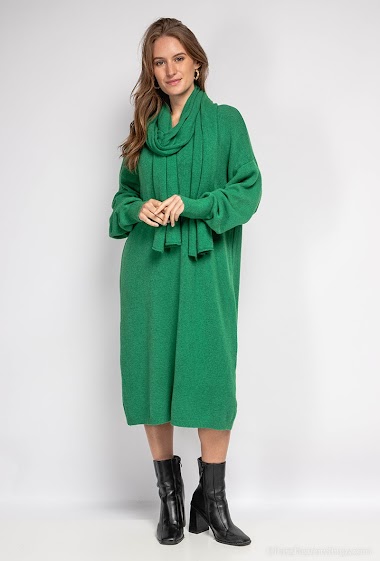 Wholesaler For Her Paris - Oversized plain dress and scarf