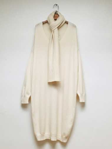 Grossiste For Her Paris - Robe oversize uni et écharpe