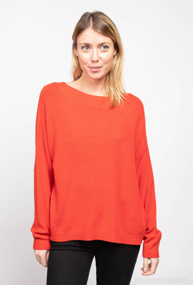 Grossiste For Her Paris - Top oversize uni col rond manches longues maille toucher cachemire