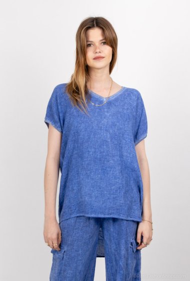 Wholesaler For Her Paris - Plain linen oversize top