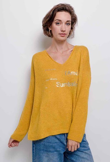 Wholesaler For Her Paris - plain knit top V neck