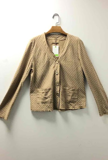 Wholesaler For Her Paris - Linen and cotton striped jacket