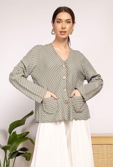 Wholesaler For Her Paris - Linen and cotton striped jacket