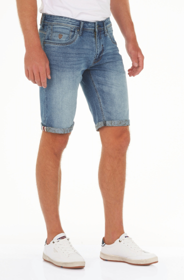 Wholesaler FRANCE DENIM - Bleach Stretch jean Bermuda shorts