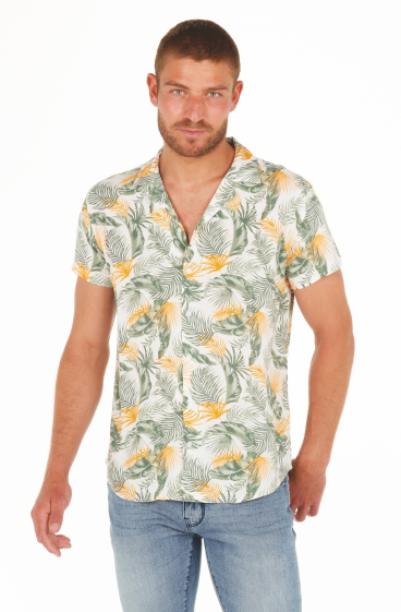 Wholesaler FRANCE DENIM - White Tropic Viscose Shirt