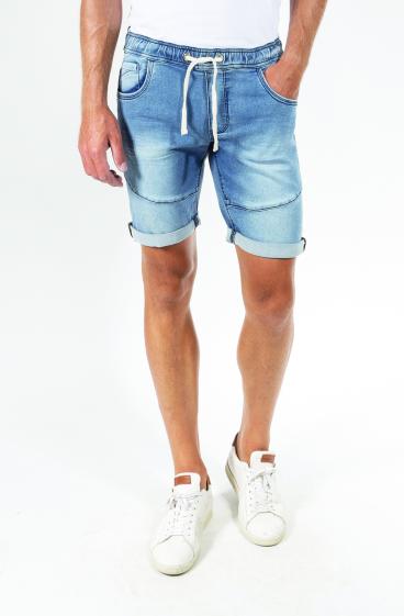 Grossiste FRANCE DENIM - Grande taille - Bermuda Jog Jeans Bleach