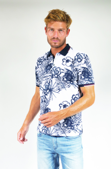 Wholesaler FRANCE DENIM - Flower Allover Polo Shirt
