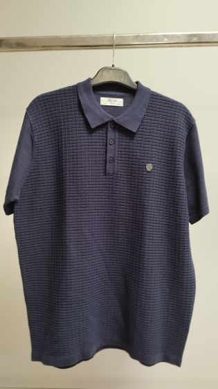 Wholesaler FRANCE DENIM - Textured jacquard knit polo shirt