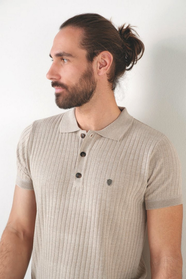 Wholesaler FRANCE DENIM - Wide ribbed knit polo shirt