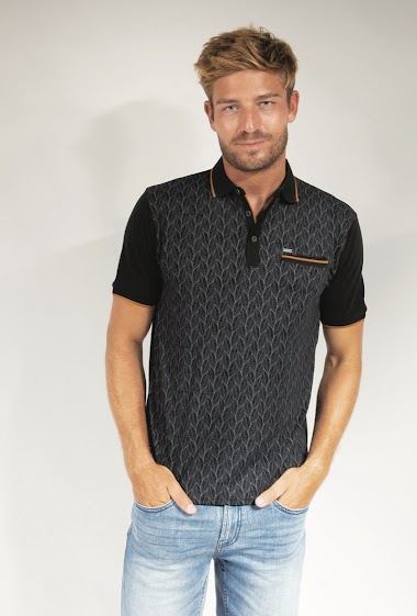 Wholesalers FRANCE DENIM - All-over vegetable printed polo shirt