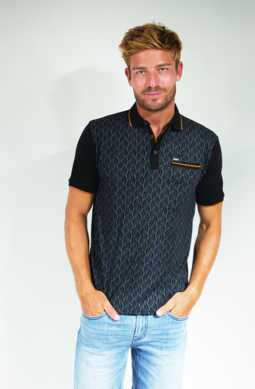 Wholesaler RMS 26 BY FRANCE DENIM - All-over vegetable print polo shirt