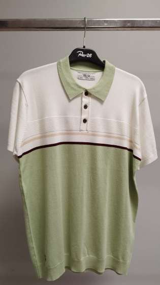 Wholesaler FRANCE DENIM - Two-tone jacquard knit polo shirt